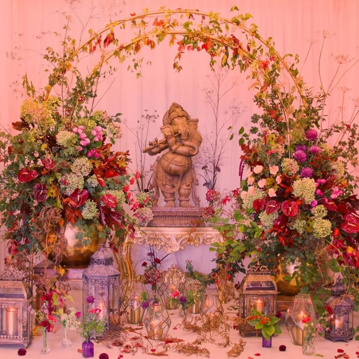 festive floral setup